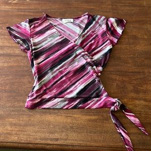 Raspberry, light pink, gray, black, white size S blouse